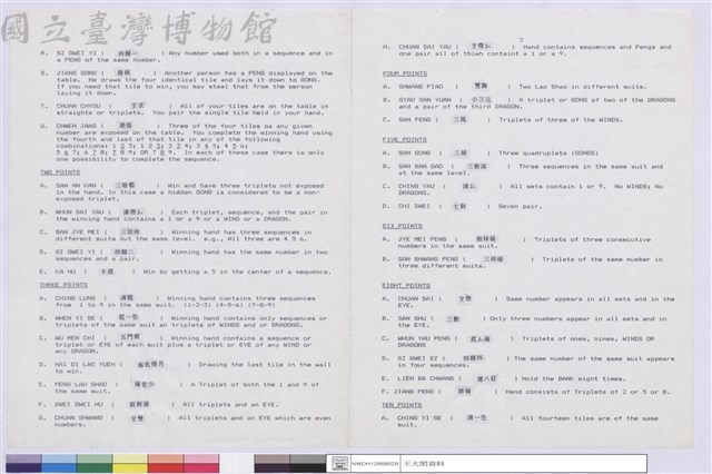 金山灣區麻將規則表藏品圖，第1張