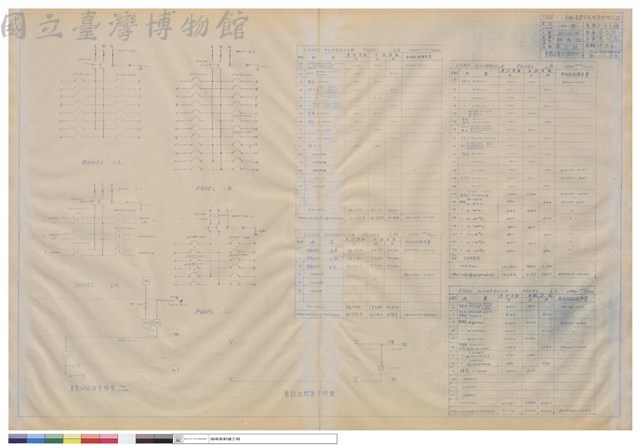PANEL LA、 PANEL LB、PANEL LM、PANEL LC、電氣開關箱分佈圖、電話出線匣分佈圖藏品圖，第1張