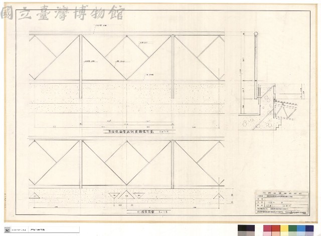 管理棟觀覽席側裏牆壁面圖,外牆壁面圖藏品圖，第1張