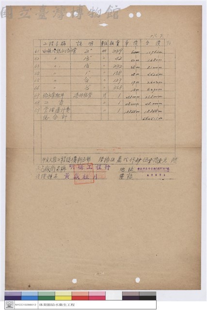 工程標單藏品圖，第1張