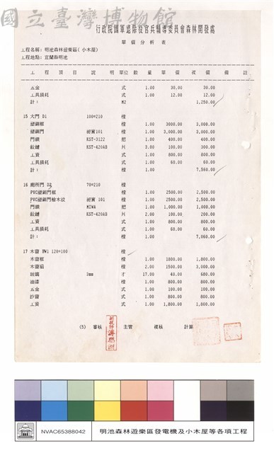 單價分析表藏品圖，第1張