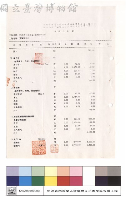 單價分析表藏品圖，第1張