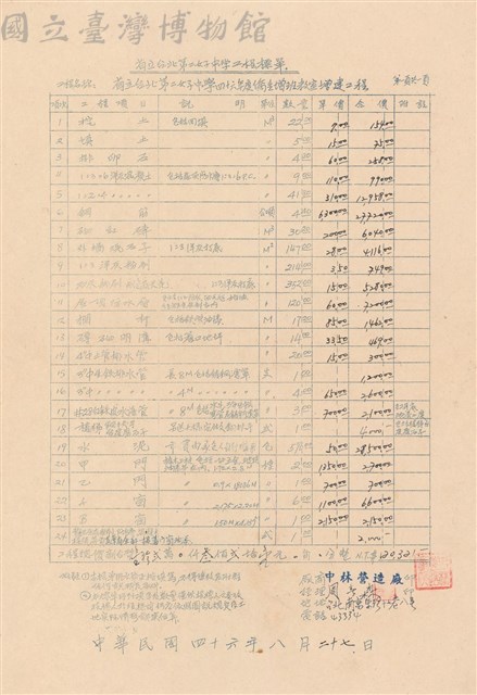 工程標單藏品圖，第1張