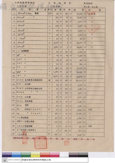 工程標單藏品圖，第1張