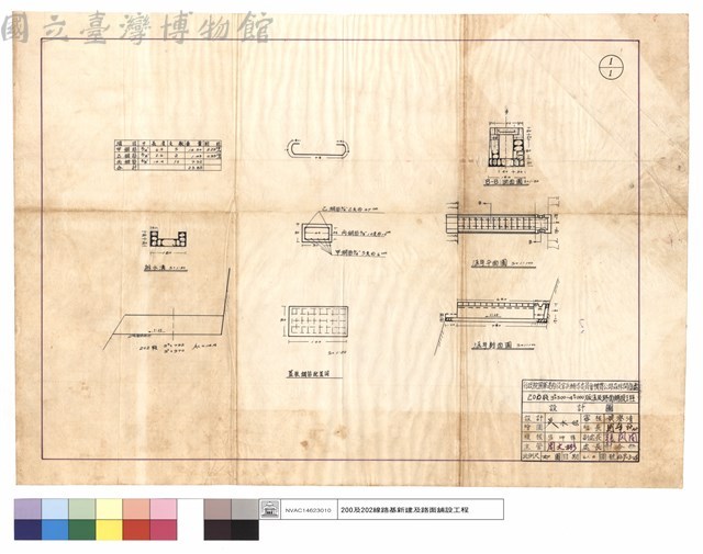 排水溝、蓋板鋼筋配置圖、B-B斷面圖、涵身平,剖面圖藏品圖，第1張