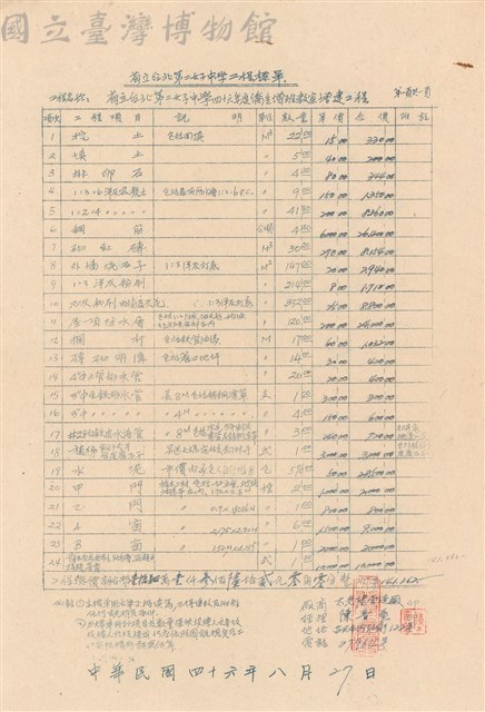 工程標單藏品圖，第1張