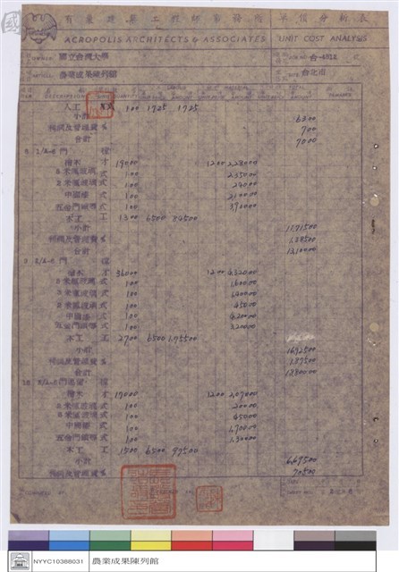 單價分析表藏品圖，第1張