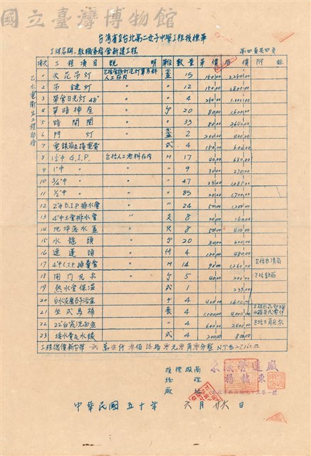 工程投標單藏品圖，第1張