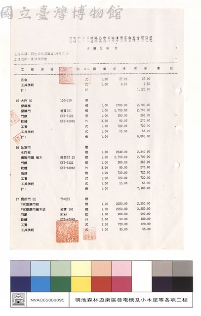 單價分析表藏品圖，第1張