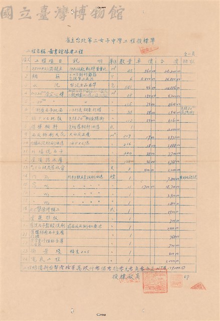 工程投標單藏品圖，第1張