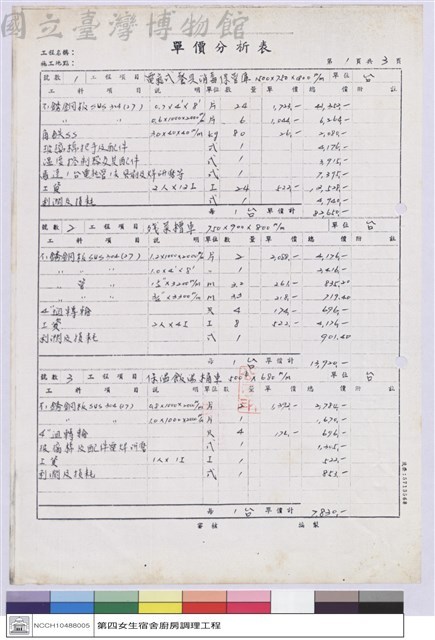 單價分析表藏品圖，第1張