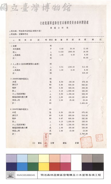 單價分析表藏品圖，第1張