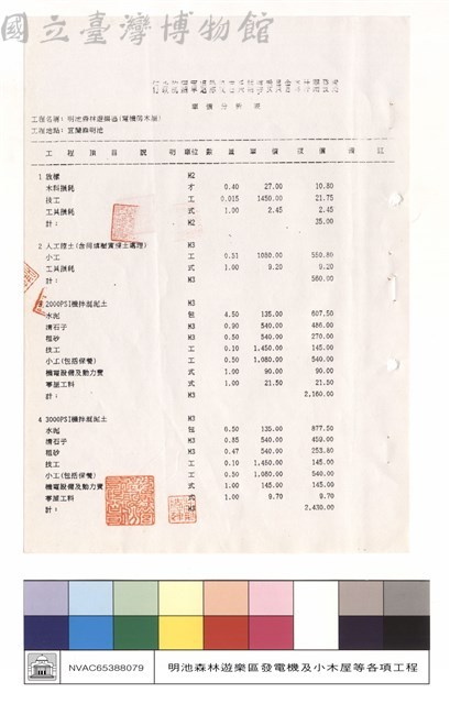 單價分析表藏品圖，第1張