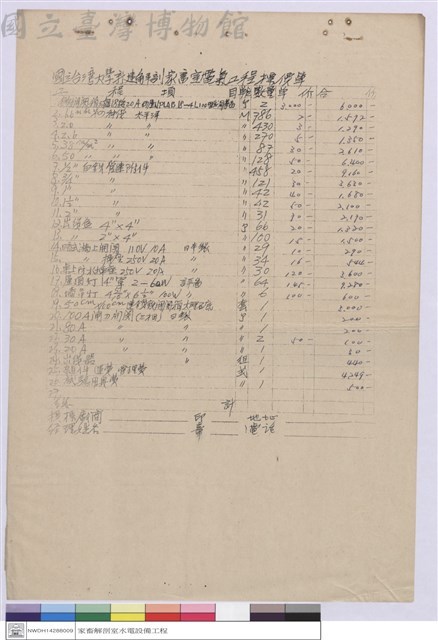 工程標價單藏品圖，第1張