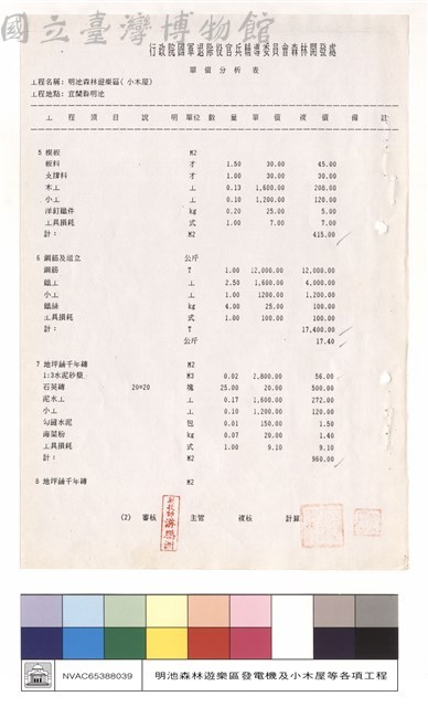 單價分析表藏品圖，第1張