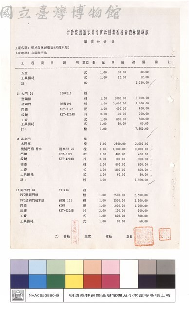 單價分析表藏品圖，第1張