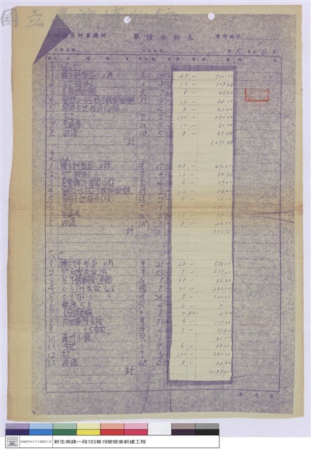 單價分析表藏品圖，第1張