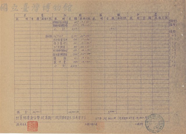 營繕結算表藏品圖，第1張