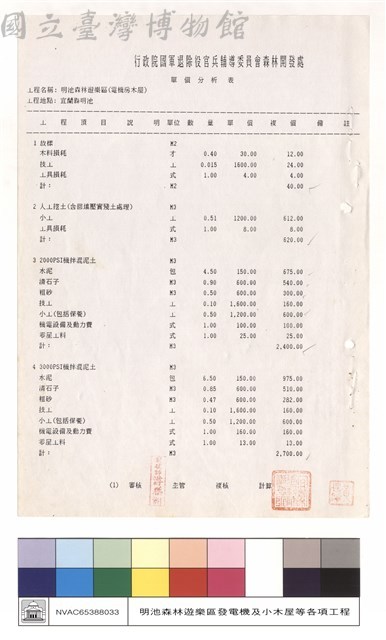 單價分析表藏品圖，第1張