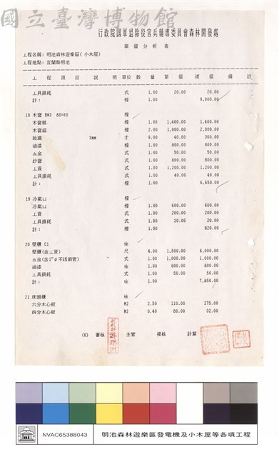 單價分析表藏品圖，第1張