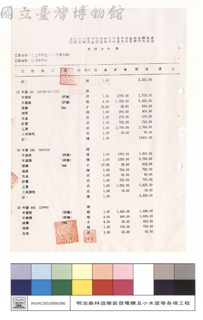 單價分析表藏品圖，第1張