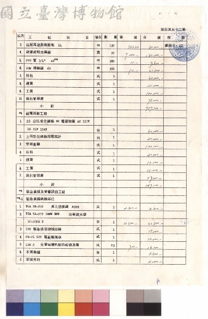 工程項目、單價表格，第四頁藏品圖，第1張