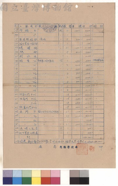 表格+廠商蓋章藏品圖，第1張