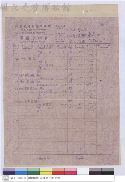 單價分析表藏品圖，第1張