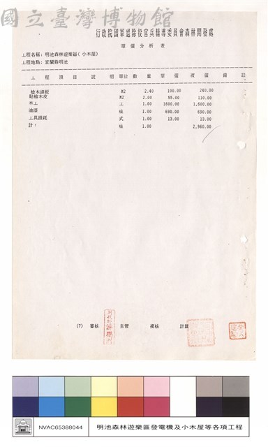 單價分析表藏品圖，第1張