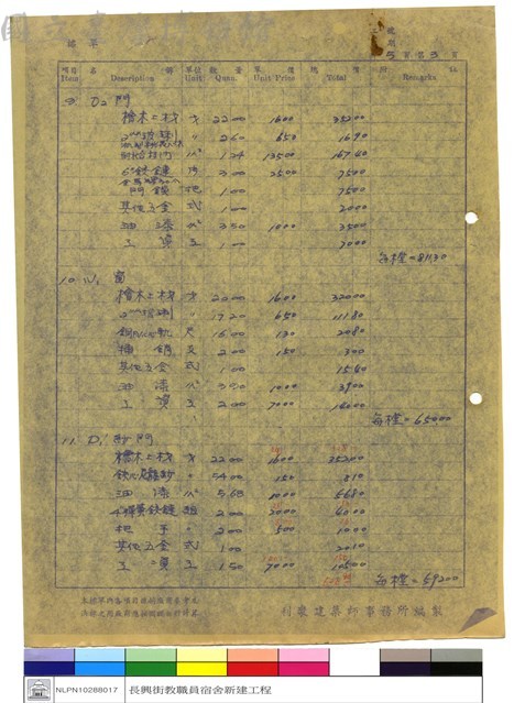 單價分析表藏品圖，第1張
