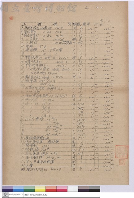 工程標單藏品圖，第1張