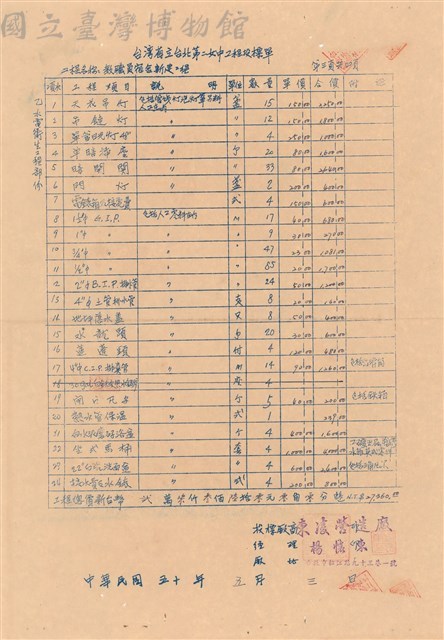 工程投標單藏品圖，第1張