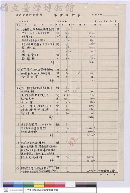 單價分析表藏品圖，第1張