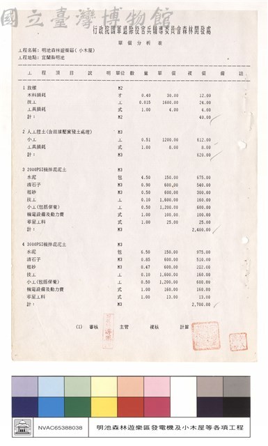 單價分析表藏品圖，第1張