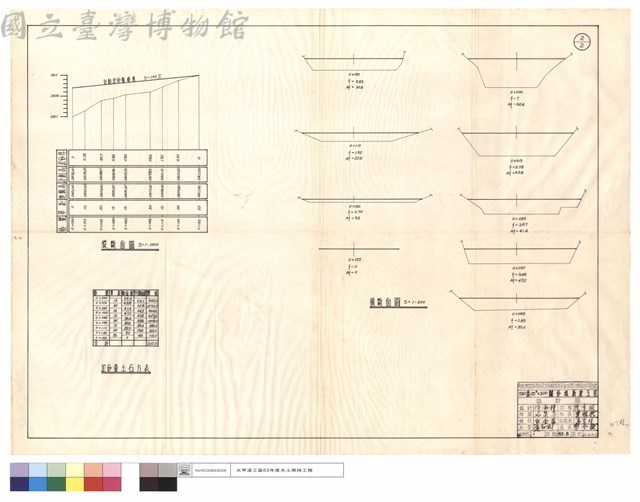 縱斷面圖、淤砂量土石方表、橫斷面圖藏品圖，第1張