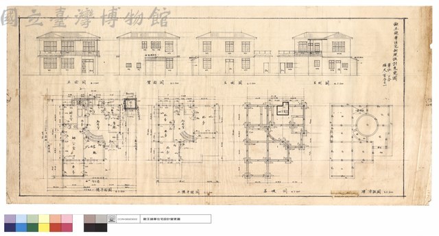 正及背及左及右側及一及二樓平面及基礎及梁及床版圖藏品圖，第1張