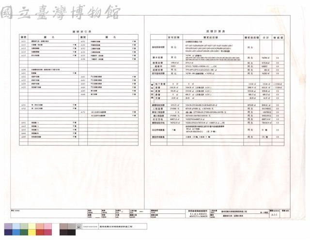 圖號索引表,面積計算表藏品圖，第1張