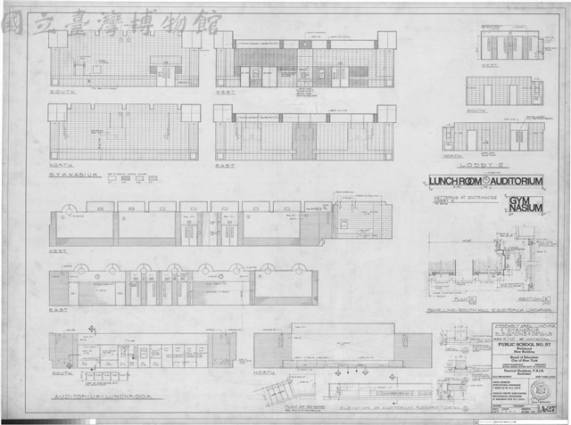 ASSEMBLY AREA, LUNCHRM, & GYMNASIUM ELEVATIONS & DETAILS藏品圖，第1張