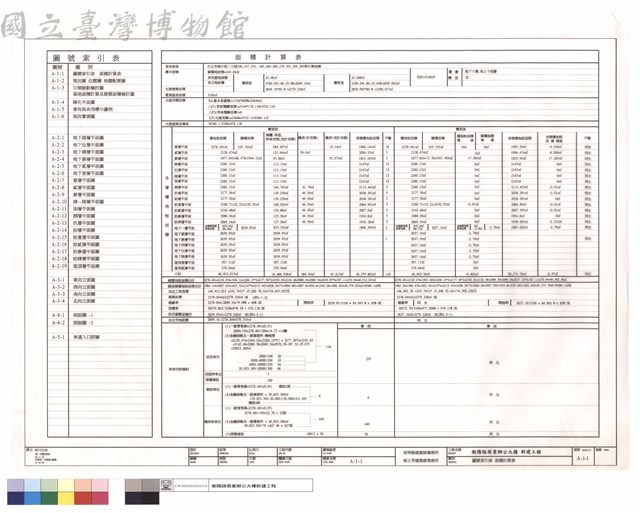 圖號索引表,面積計算表藏品圖，第1張