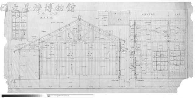 正視圖、橫剖面之背視圖、縱剖面圖藏品圖，第1張
