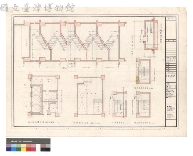 貨梯電梯平面及樓梯剖面藏品圖，第1張