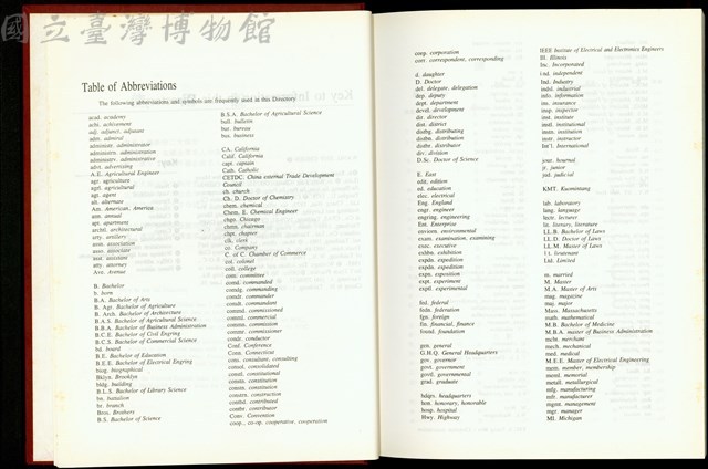 (Table of Abbreviations)藏品圖，第1張