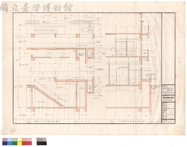 樓梯C平面剖面及陰井 一、二層廁所立面及牆剖面藏品圖，第1張