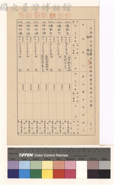 高雄縣政府建設局建造執照變更起造人記錄(表二)藏品圖，第1張