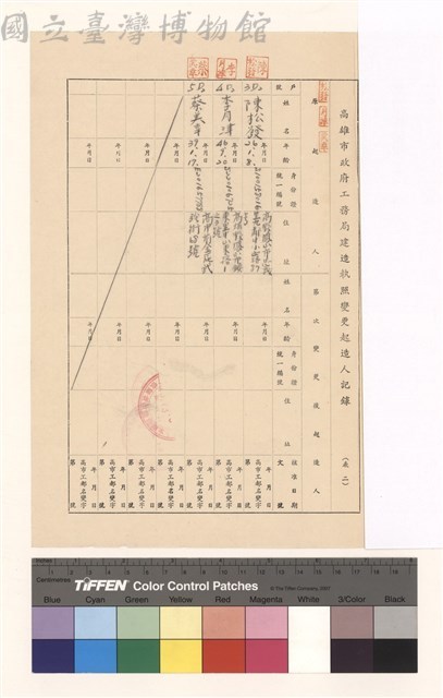 高雄市政府工務局建造執照變更起造人記錄(表二)藏品圖，第1張