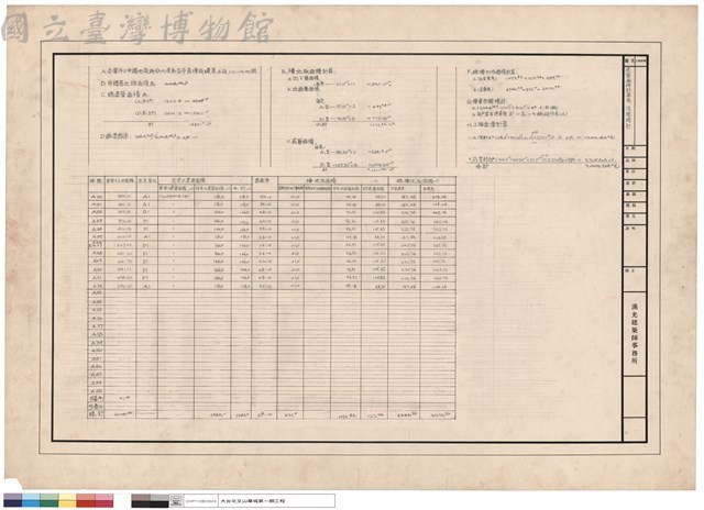 建築面積計算表、法規檢討藏品圖，第1張