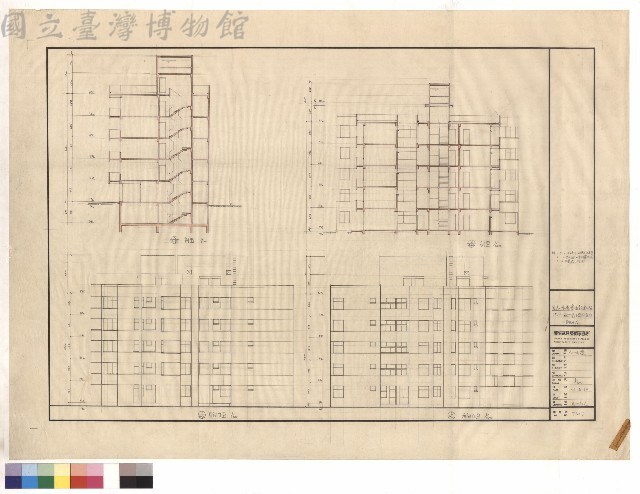 (乙戶)東向立面+西向立面+剖面1/100藏品圖，第1張