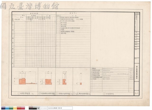 法規檢討表、室內粉刷表、圖章索引、面積計算圖藏品圖，第1張