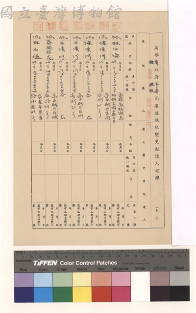 高雄縣政府建設局建造執照變更起造人記錄(表二)藏品圖，第1張