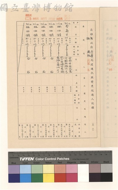 高雄縣政府建設局建造執照變更起造人記錄(表二)藏品圖，第1張